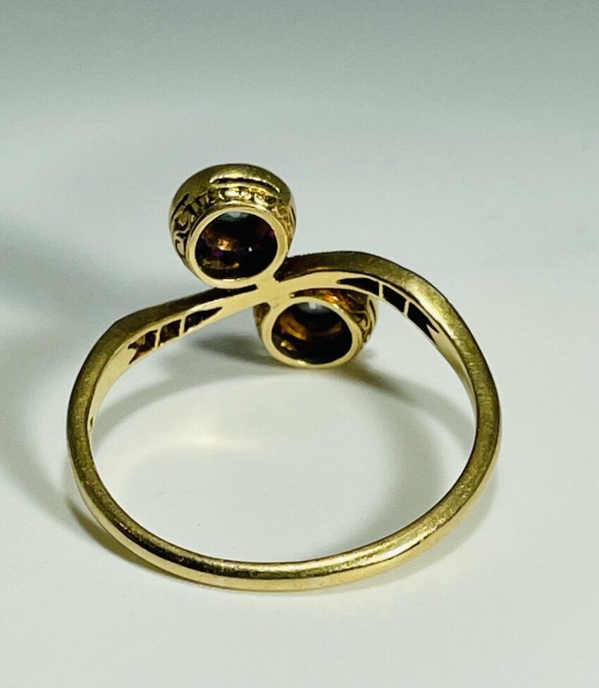 Bague Toi et Moi diamants et rubis – Image 3