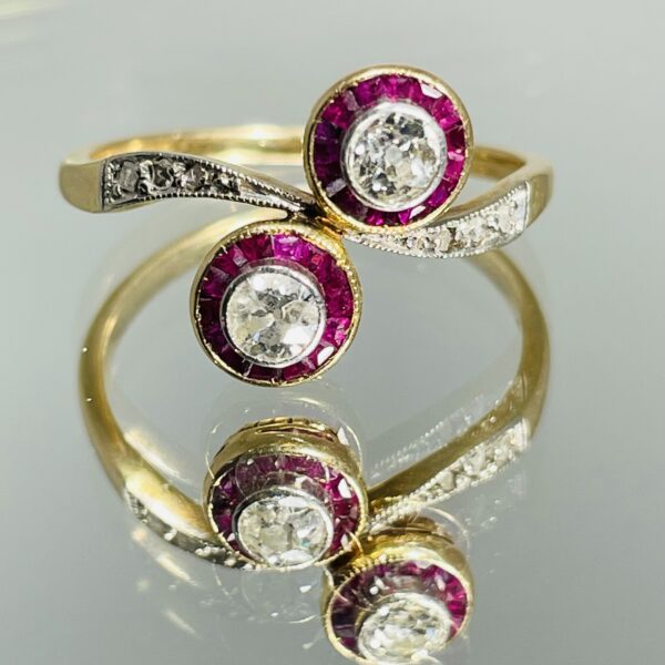 Bague Toi et Moi diamants et rubis