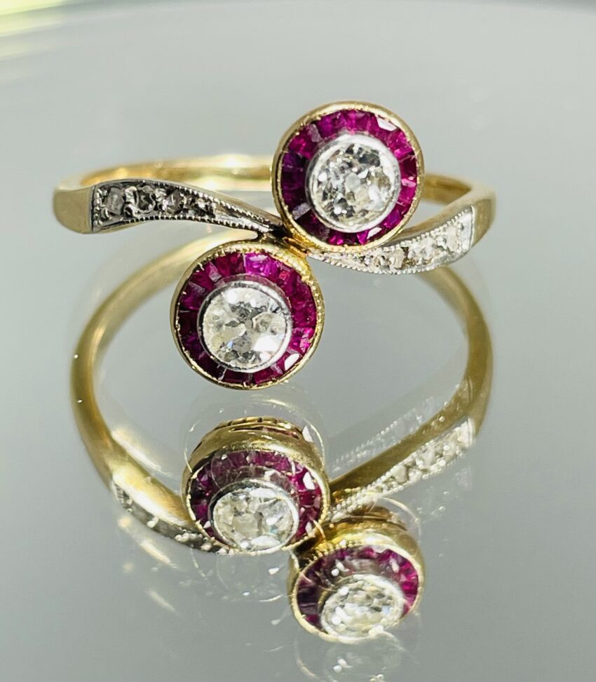 Bague Toi et Moi diamants et rubis