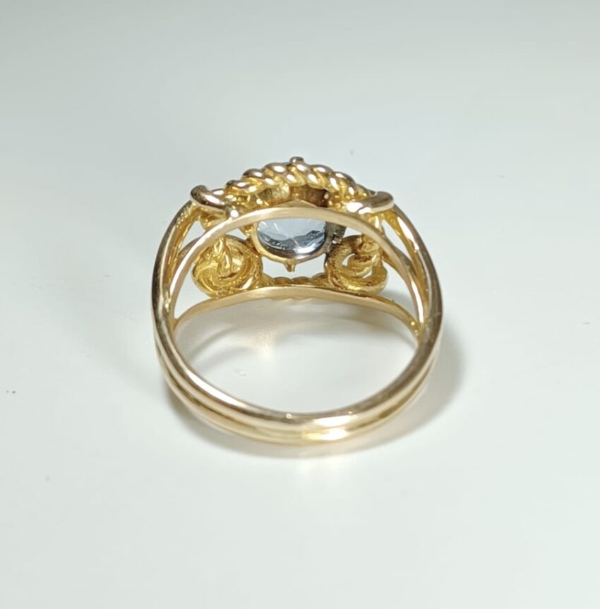 Bague vintage, or jaune et spinelle – Image 4