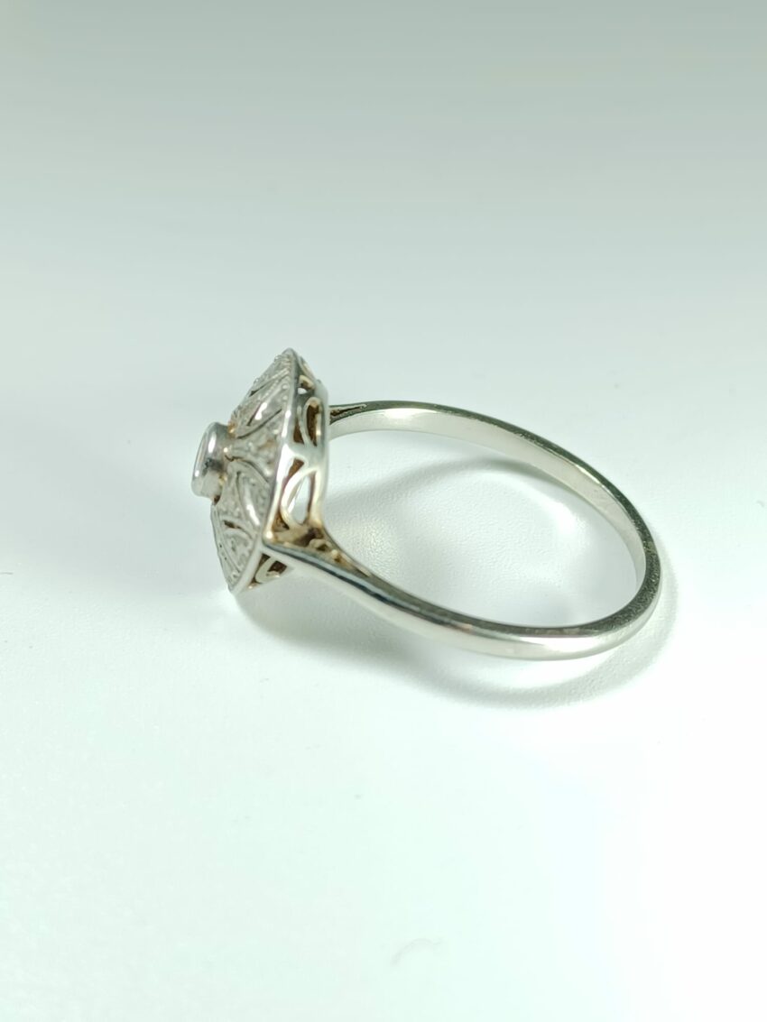 Bague ronde or blanc platine et diamant – Image 3