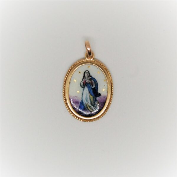 VENDUE. Rare médaille en porcelaine et or