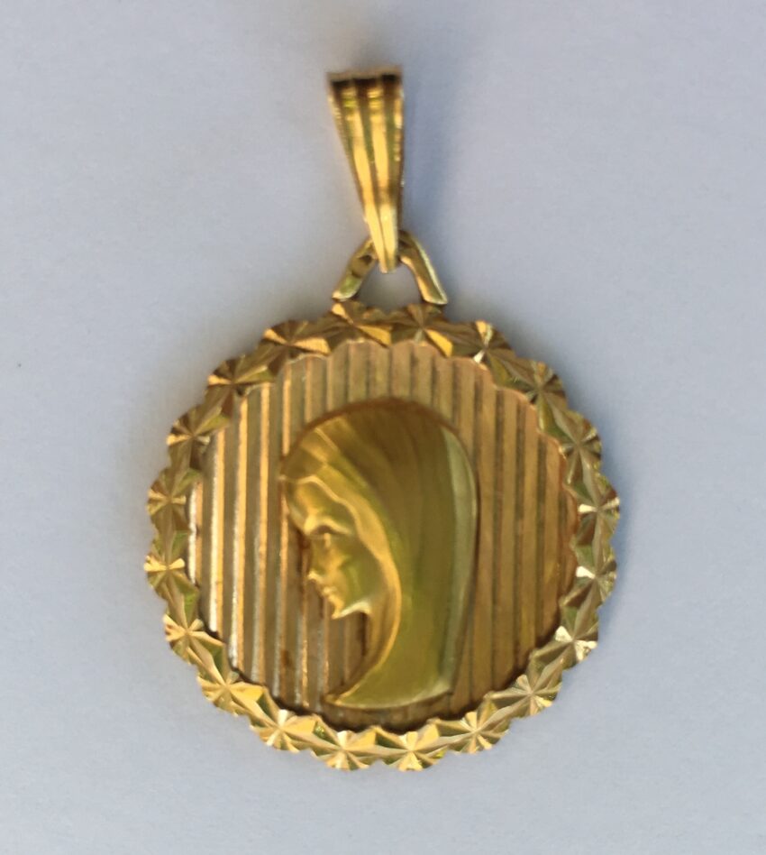 Médaille Vierge sur fond rayé – Image 2