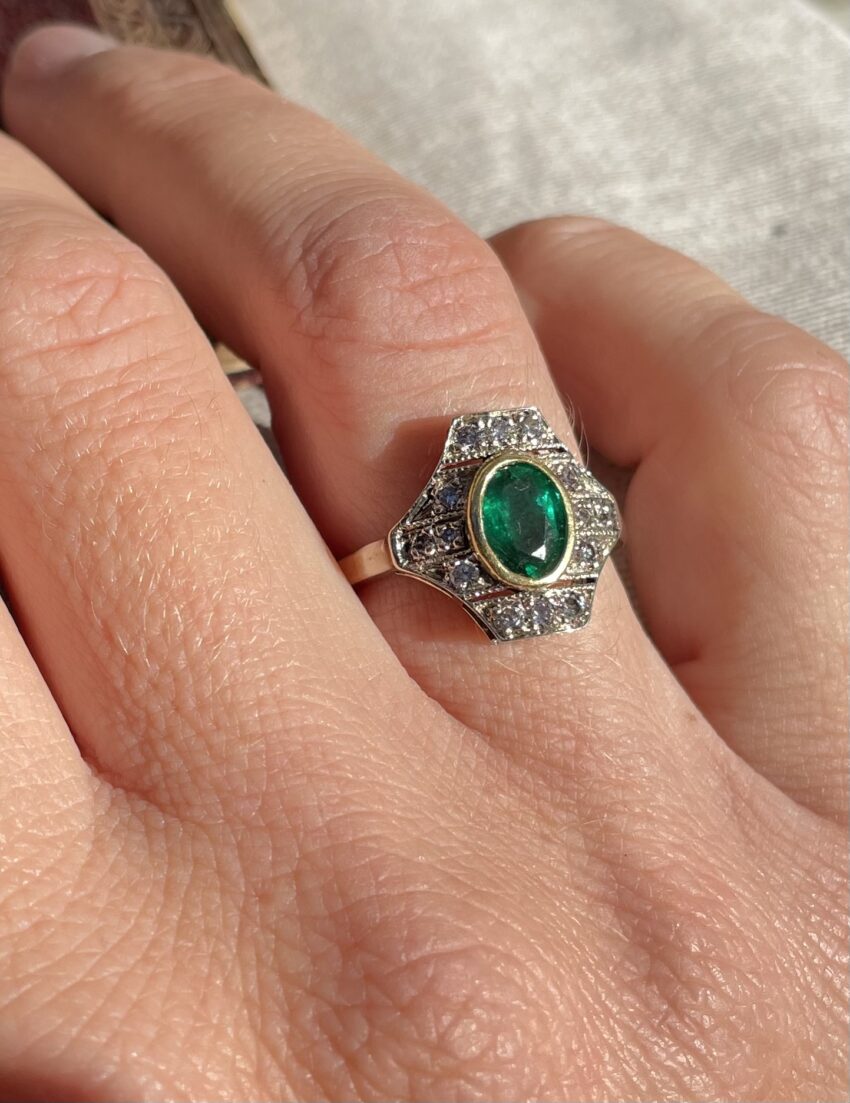 Bague Art Déco émeraude – Image 2