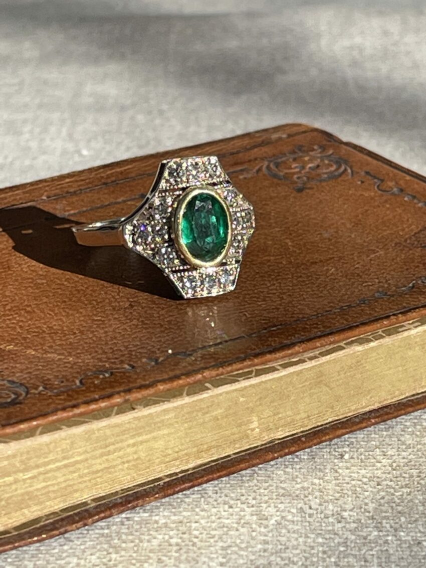 Bague Art Déco émeraude – Image 3