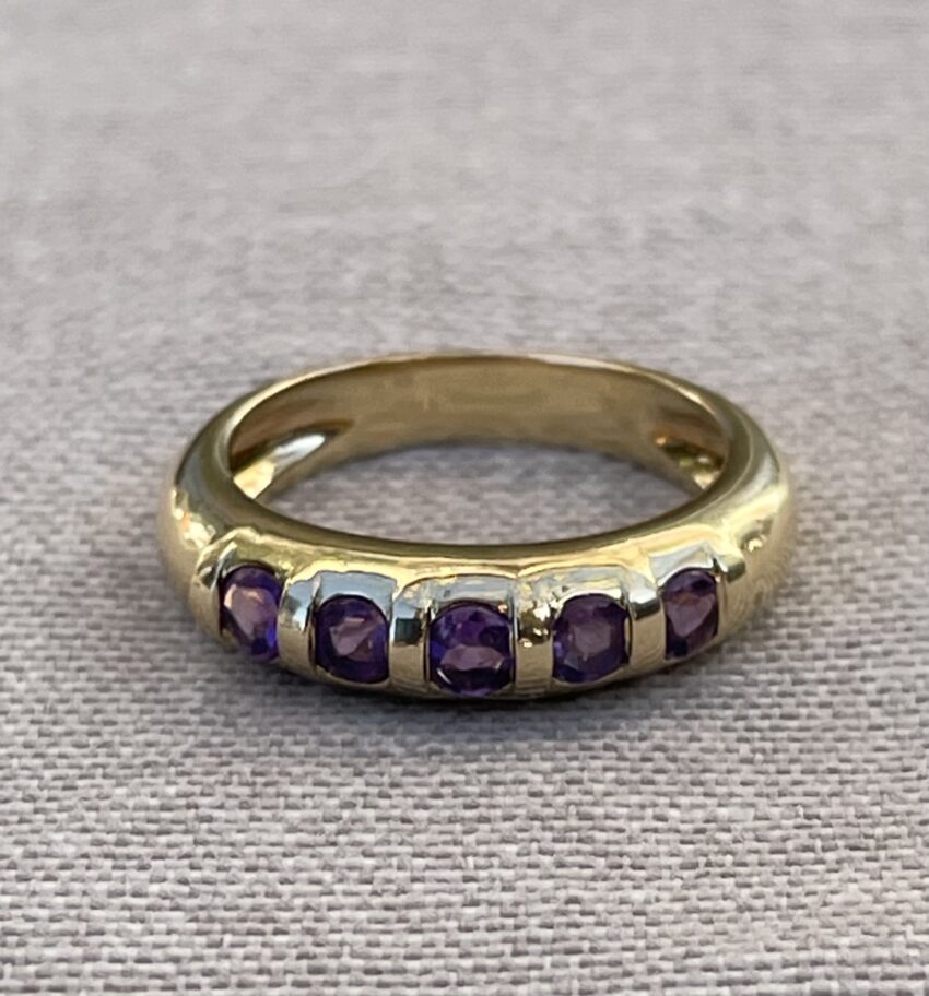 Bague jonc améthystes