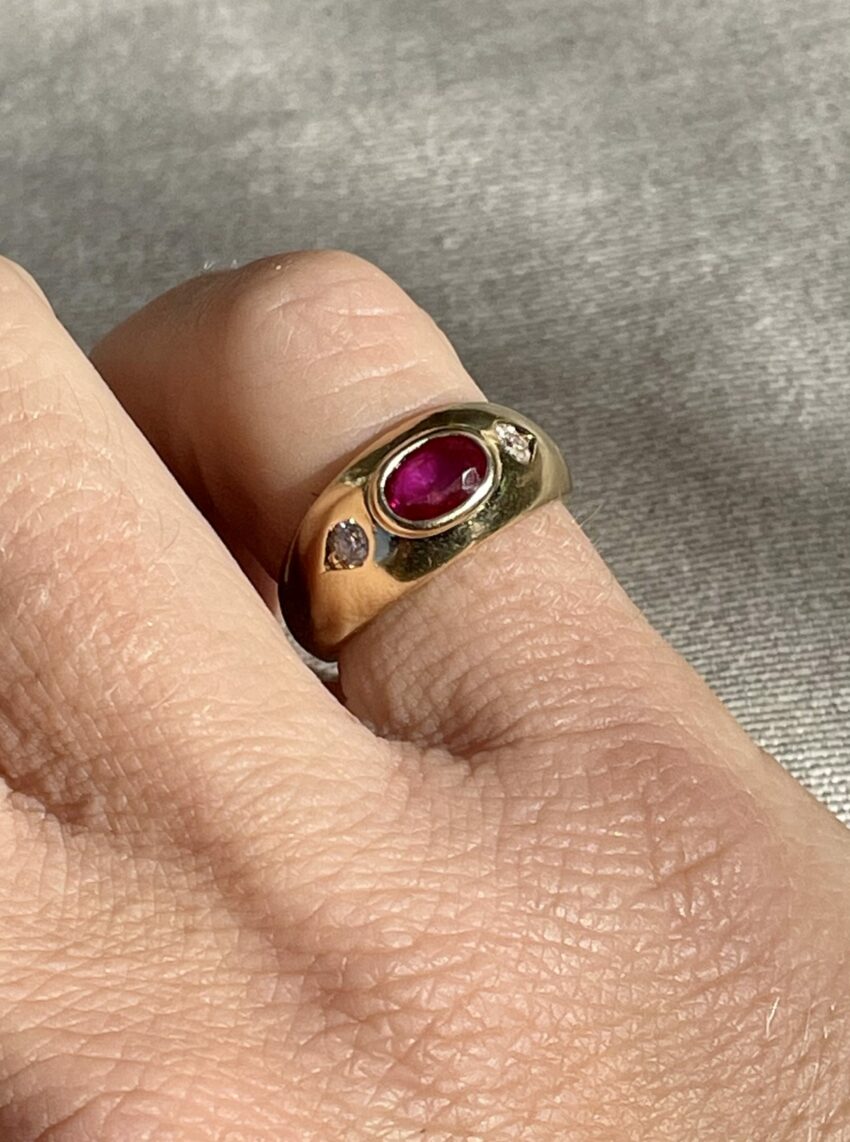 Bague jonc rubis et diamants – Image 2