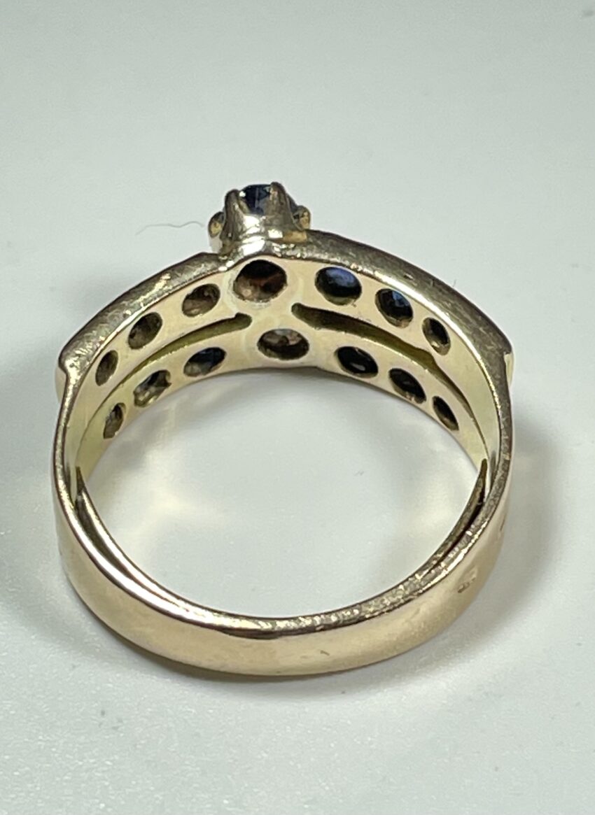 Bague deux anneaux, saphirs et diamants – Image 5