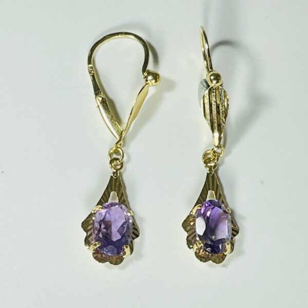 Pendants d'oreilles or et améthystes