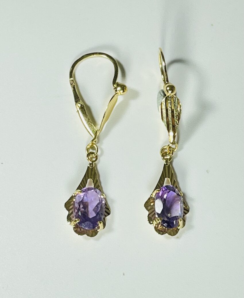 Pendants d'oreilles or et améthystes