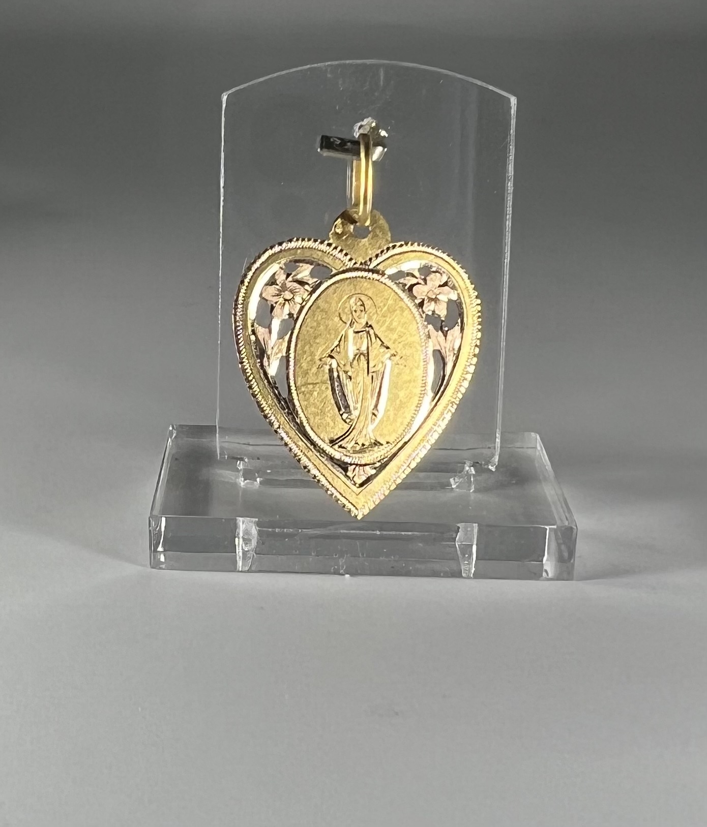 Médaille XIXe, cœur gravé de la Vierge